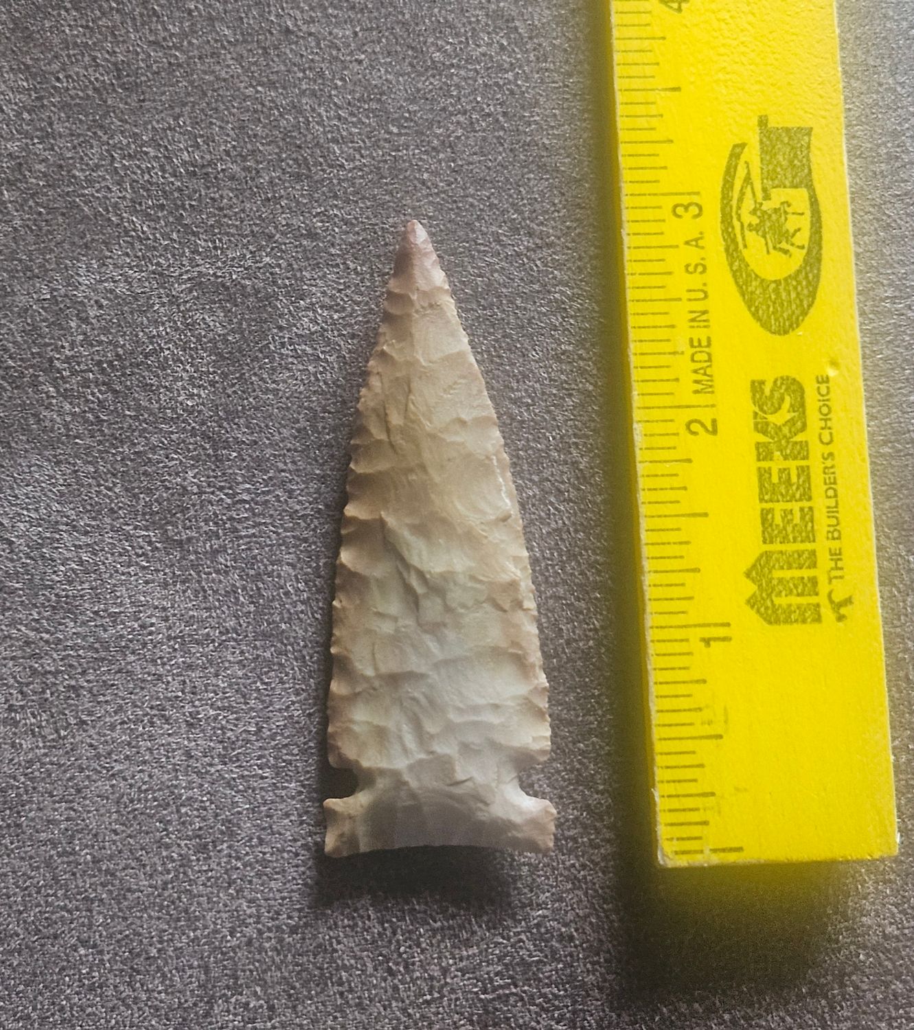2-15/16" Cache River projectile point found in Northeast Arkansas likely Clay County. Ex/ Paul Lee Sr. It is very well made and grades close to a G10. Lots of patina and good mineralization. It is thi