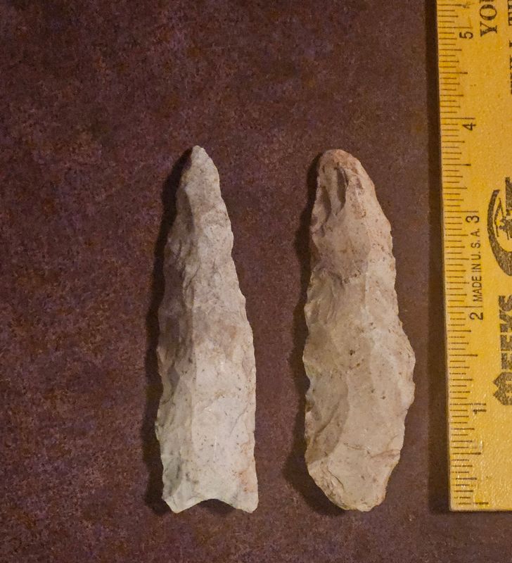 2 Sedalia Digger Chisels Archaic Knife Arrowhead Pettis Co. Missouri 3-3/4"