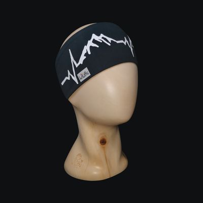 Herzschlag Berge Stirnband - schwarz weiß