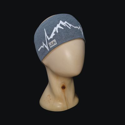 Herzschlag Berge Stirnband - dunkelgrau weiß