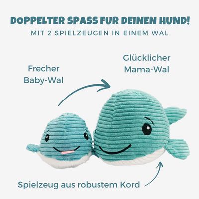 Wal &quot;Moby&quot; – Nachhaltiges 2-in-1 Hundespielzeug mit Überraschung