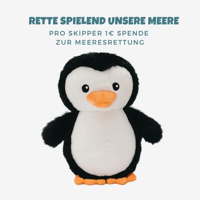 Pinguin &quot;Skipper&quot; – Nachhaltiges 2-in-1 Hundespielzeug mit Überraschung