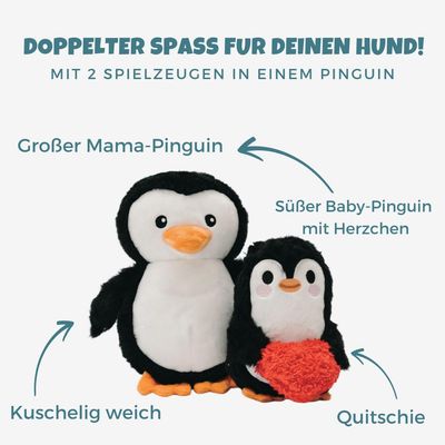 Pinguin &quot;Skipper&quot; – Nachhaltiges 2-in-1 Hundespielzeug mit Überraschung