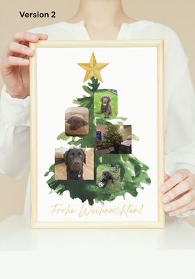 Personalisierbarer Weihnachtsgruß mit deinem Hund – Digitales Poster zum Ausdrucken