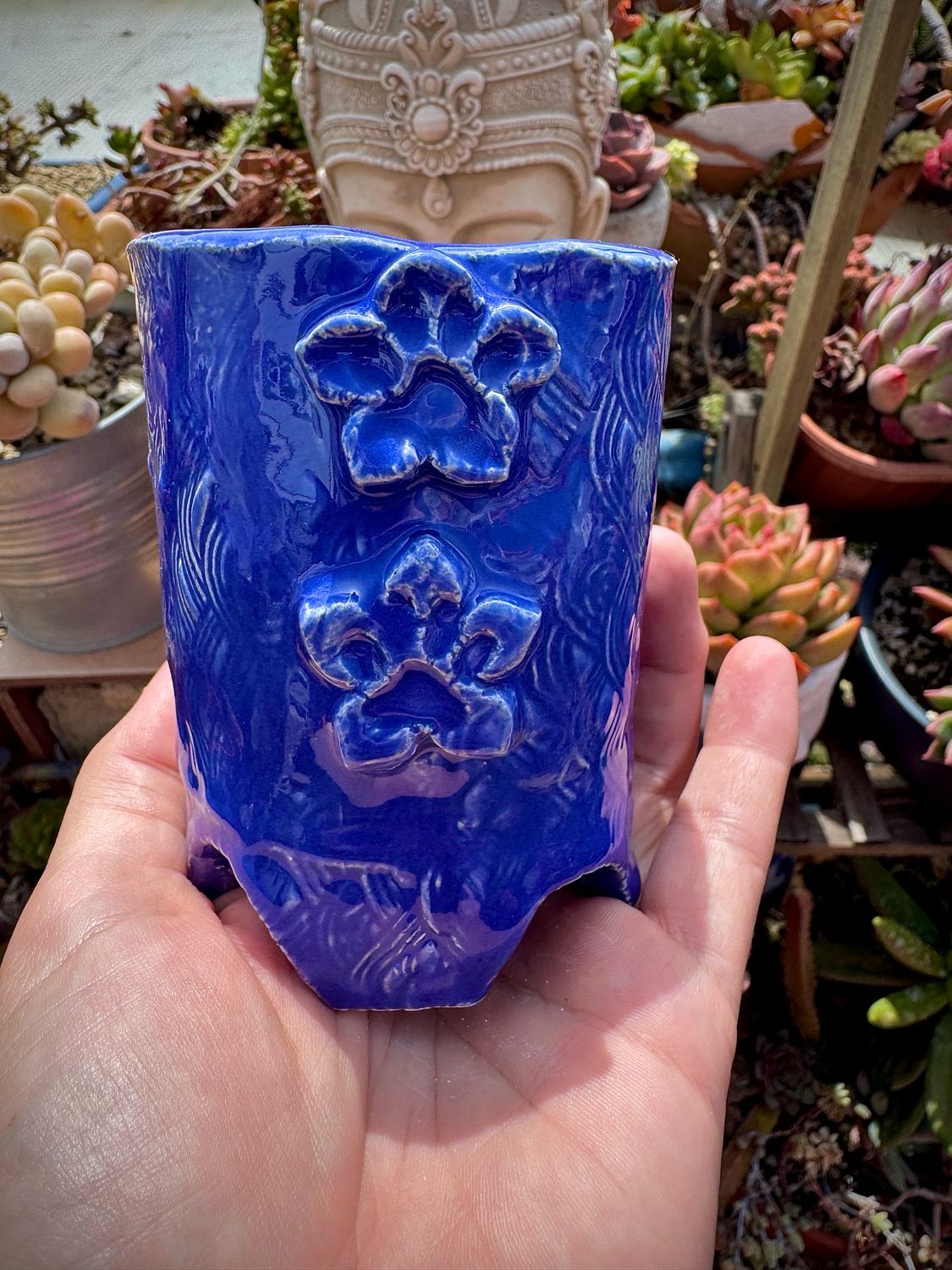 Maceta huella  azul añil