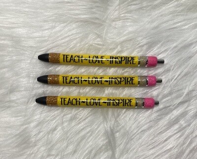 Teach, love, inspire glitter pens