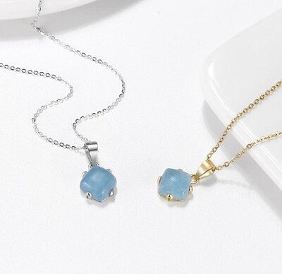 Azure serenity. Silver Necklace With Aquamarine Pendant