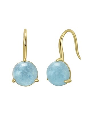 Gentle earrings with round aquamarine