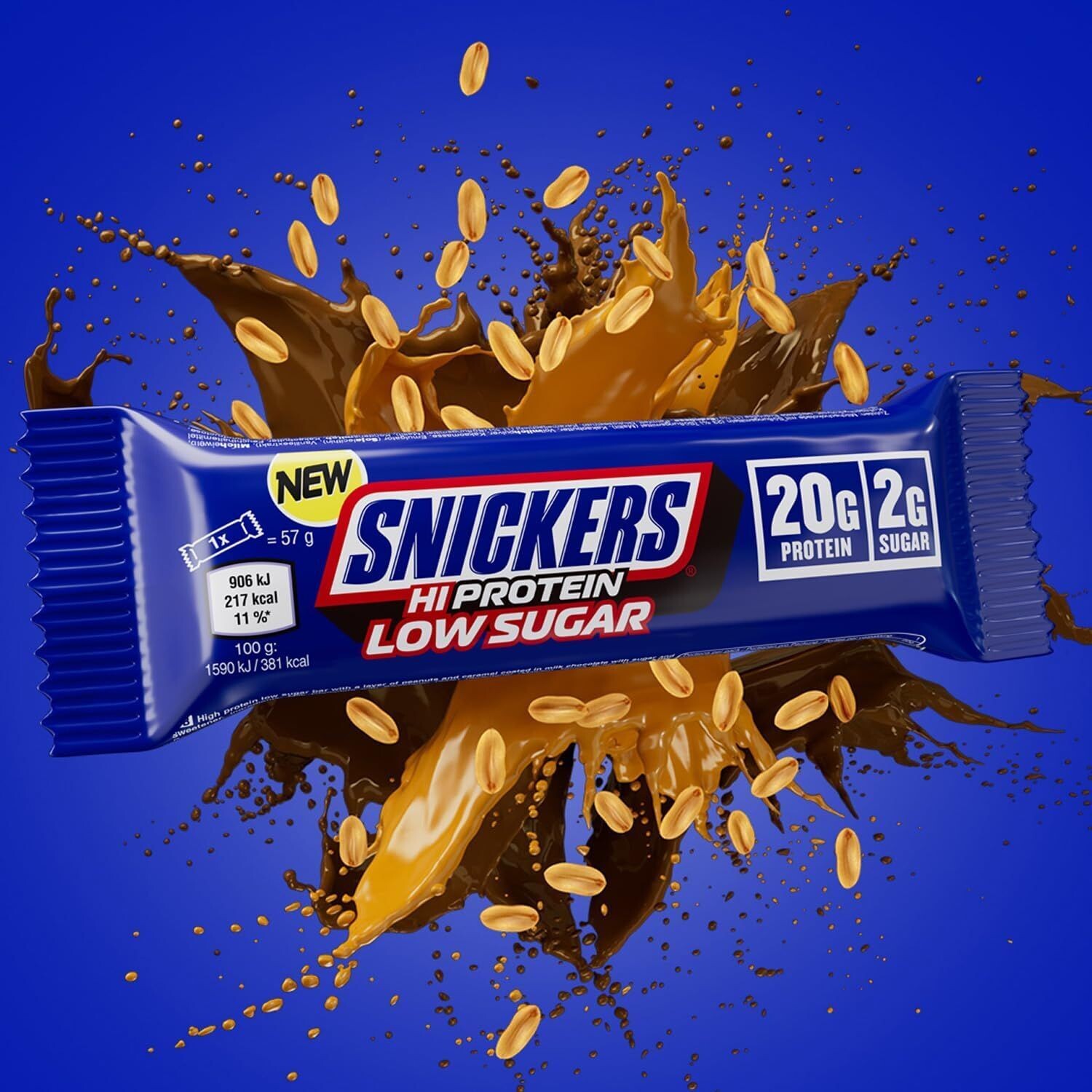 Snickers Milk Chocolate Low Sugar Protein Bars (12 x 57g), High Protein Energy Snack, 20g Protein