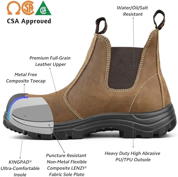 5977-C Bottes de travail Tiger Safety CSA pour hommes, sans métal, bout composite