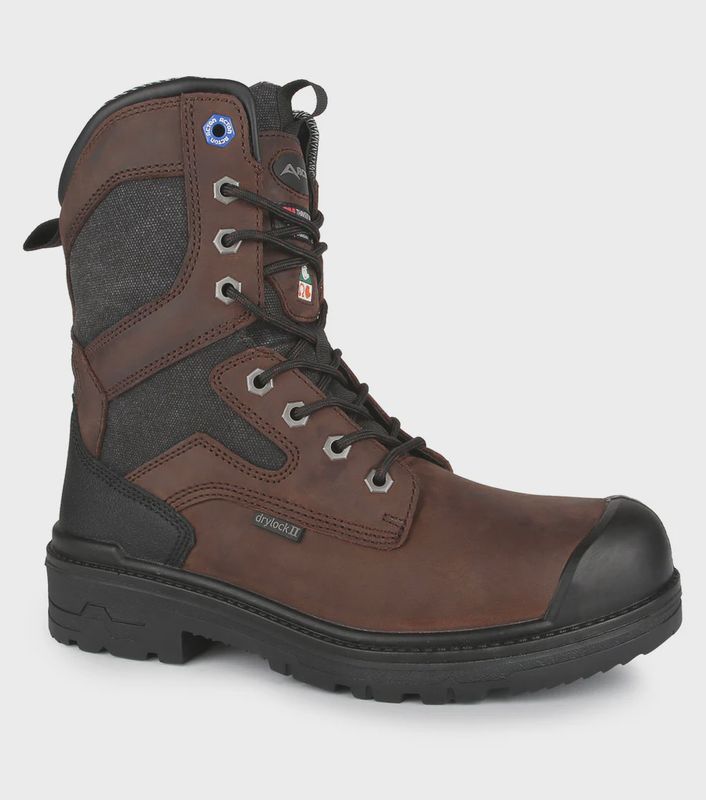 Pro-ice, brun  bottes de travail 8'' isolées semelle 4grip4ice
