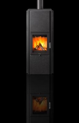Kaminofen Max Blank Stratos 6,5 kW mit Naturstein schwarz gebürstet Lederstruktur