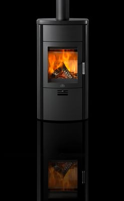 Kaminofen Max Blank Toulouse S 6,5 kW mit Natursteinverkleidung schwarz glatt