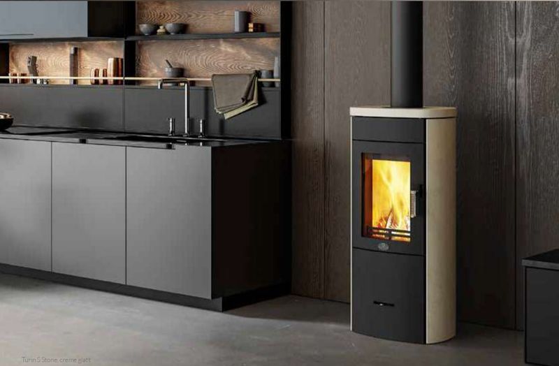 Kaminofen Max Blank ​Turin S Stone 5 kW Naturstein creme glatt