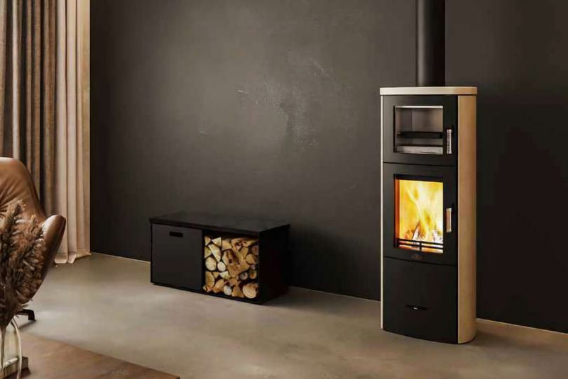 Backfachofen Kaminofen Max Blank ​Turin BF Stone 5 kW creme glatt