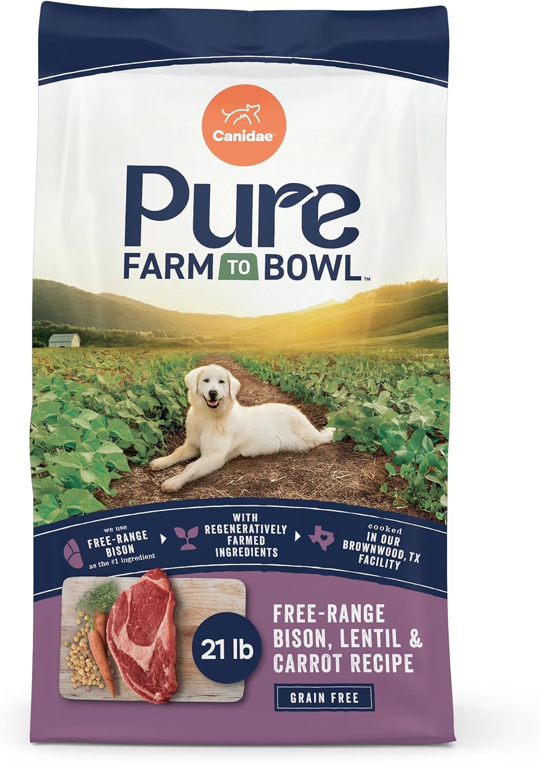 Canidae Pure Real Bison, Lentil and Carrot Recipe for Adult Dogs 21 lb #