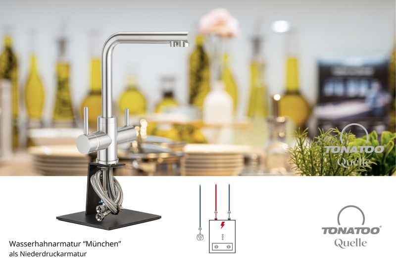 Niederdruck - Wasserhahn - Armatur München, Edelstahl matt gebürstet