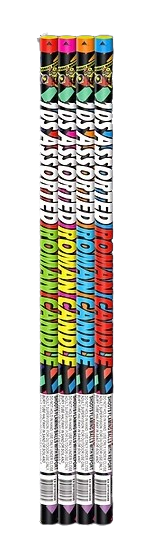 10 Shot Assorted Roman Candle 4pk 10 Shot Assorted Roman Candle 4pk