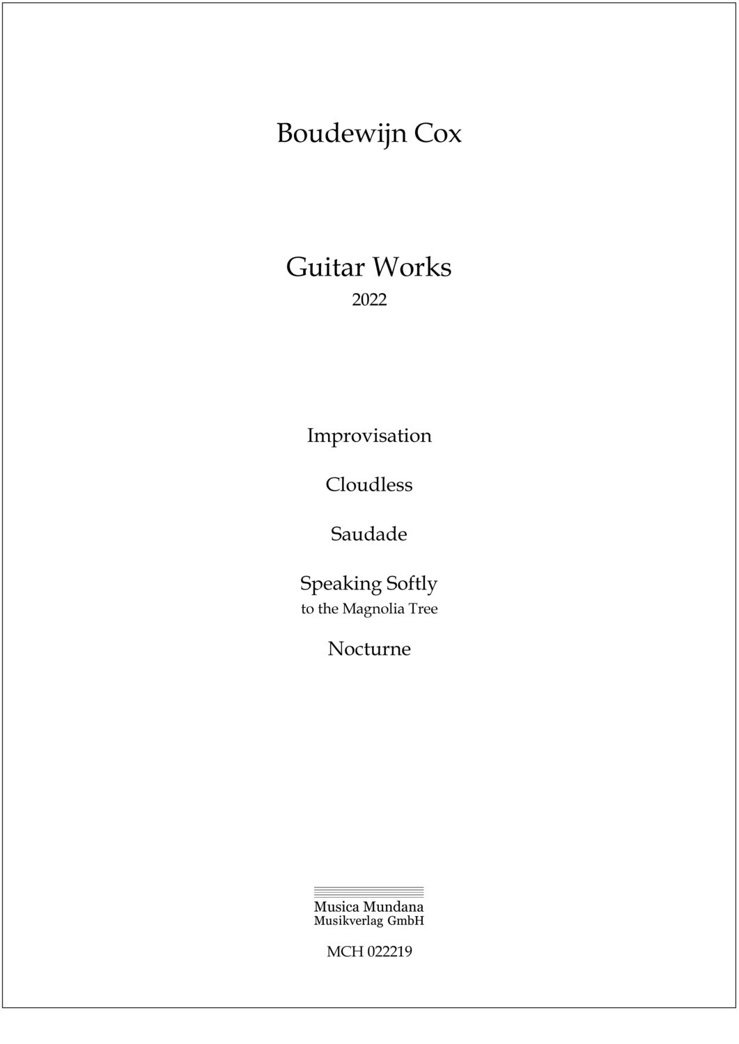 Boudewijn Cox: Guitar Works 2022