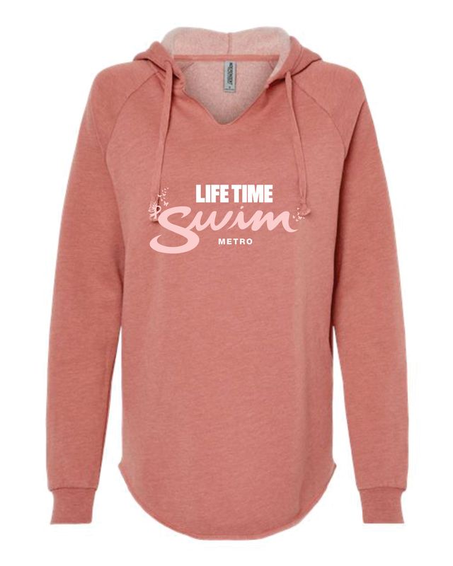 Breast Cancer Wave Wash Hooded Sweatshirt - Dusty Rose