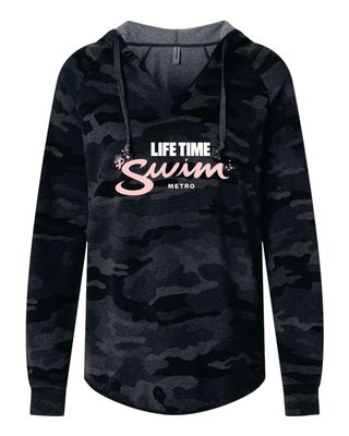 Breast Cancer Wave Wash Hooded Sweatshirt - Black Camo Heather