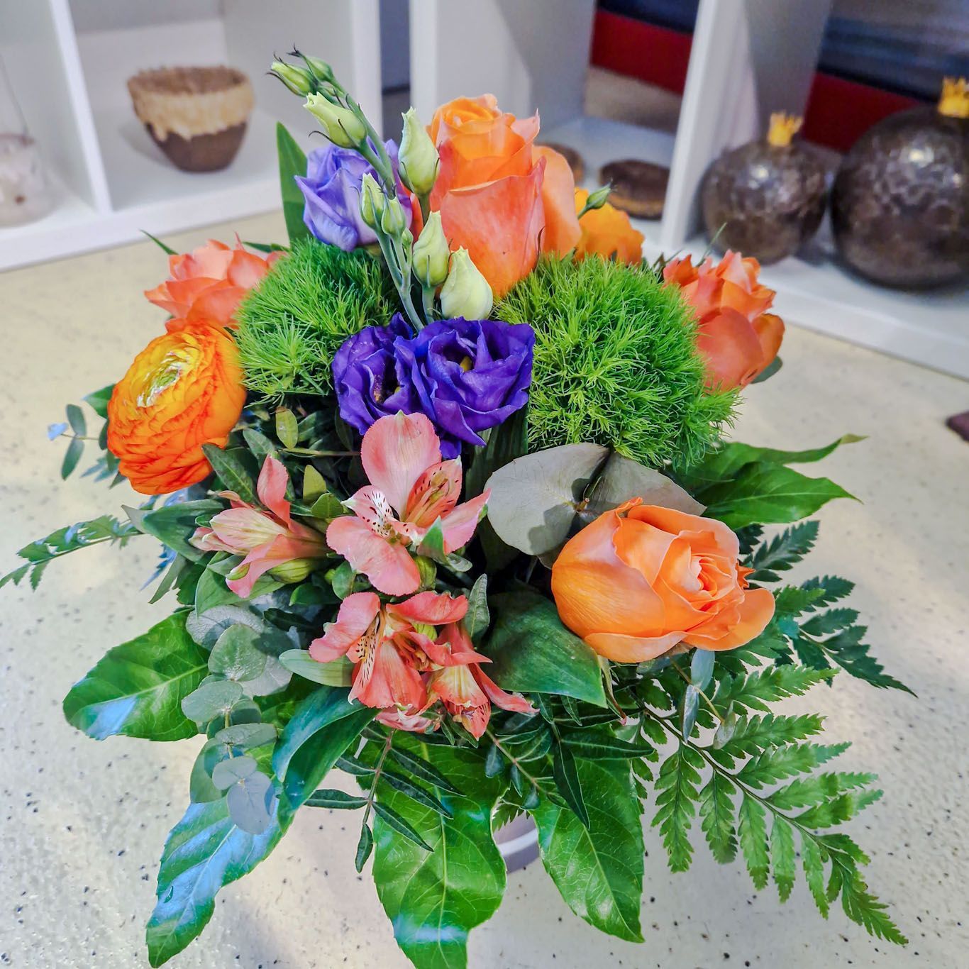 Bunter Strauss, orange, lila, rosa, flieder
