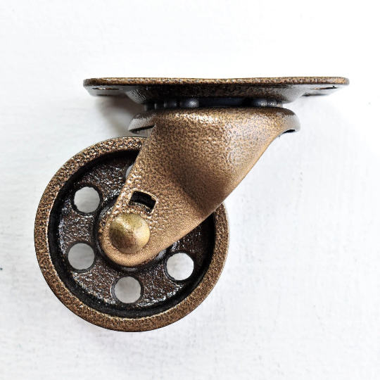 Swivel Caster 2 Inch, Cast Iron Wheel, Powder Coated Finish, Custom Furniture Hardware