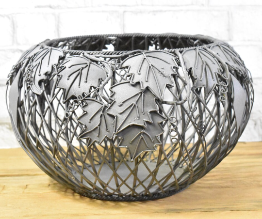 Refurbished Metal Leaf Bowl, Custom Powder Coated