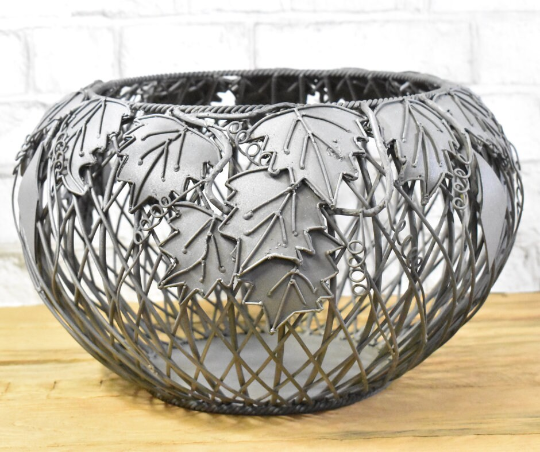 Steel Wire Leaf Bowl, Custom Powder Coated