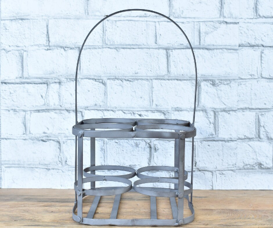 Refurbished Steel Wine Carrier, 4 Bottle Holder, Custom Powder-Coated