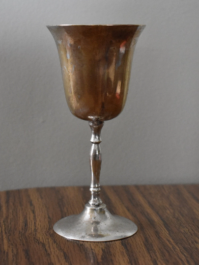 Vintage Silver Plated Wine Goblet, E.P.N.S., 6 3/16 Inch Nickel Silver Cup