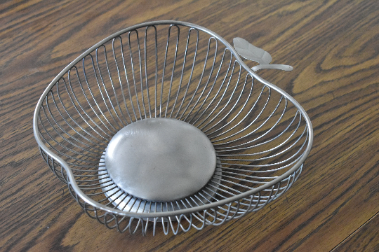 Apple Shaped Wire Basket, Refurbished Condition, Custom Powder Coated