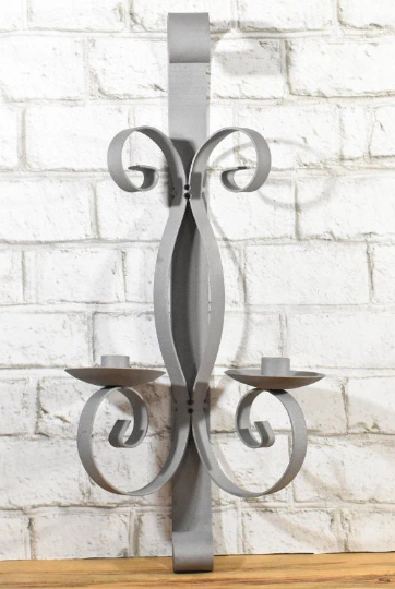 20 1/8 Inch Wall Metal Candle Sconce, Custom Powder Coated, Refurbished Condition