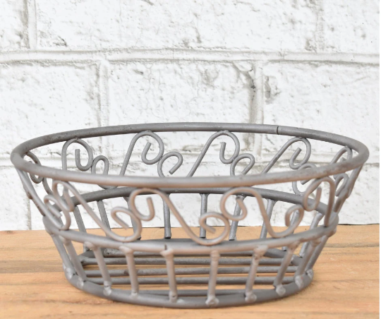 Refurbished Steel Wire Bowl, 8 Inch Decorative Basket, Custom Powder-Coated Finish