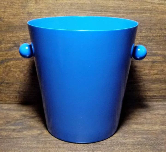 Small Blue Metal Pail, Powder Coated Finish, Refurbished Home Decor