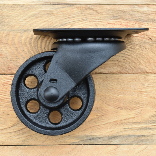 Cast Iron Swivel Caster Wheel 4 Inch, Custom Powder Coated, Heavy Duty Industrial Style