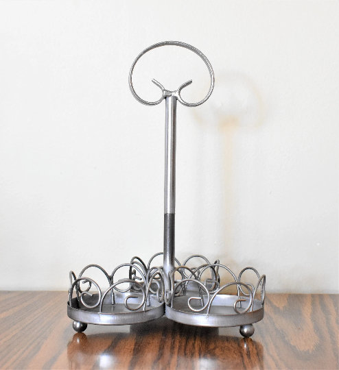 Refurbished Metal Candle Holder, Scroll Design, Custom Powder Coated