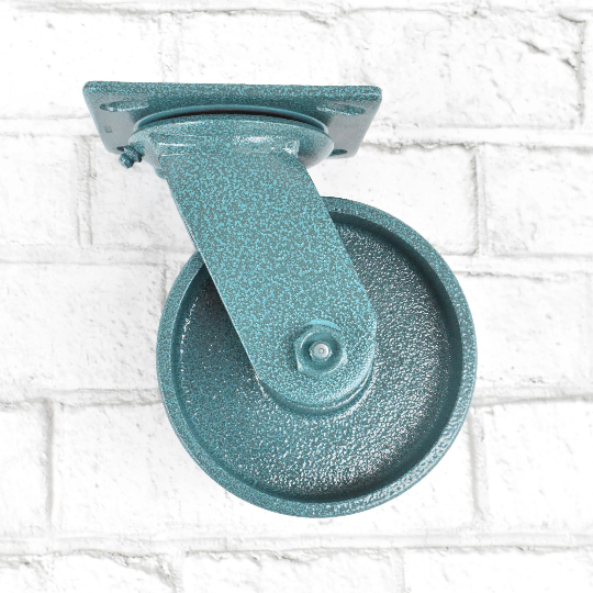 Cast Iron Swivel Caster Wheel 5 Inch, Custom Powder Coated, Heavy Duty Industrial Style
