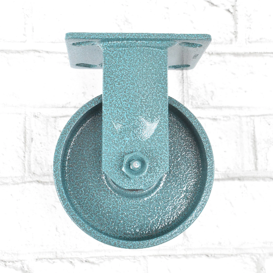 Cast Iron Rigid Caster Wheel 5 Inch, Custom Powder Coated, Heavy Duty Industrial Style