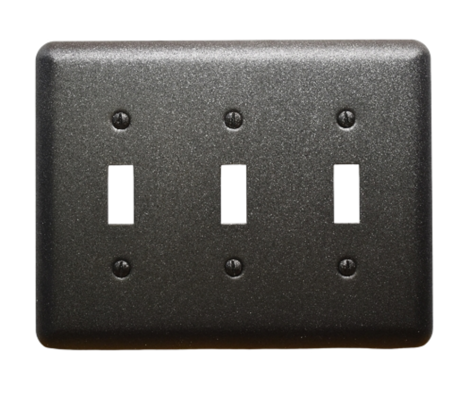Steel 3 Toggle Switch Wall Plate, Custom Powder Coated