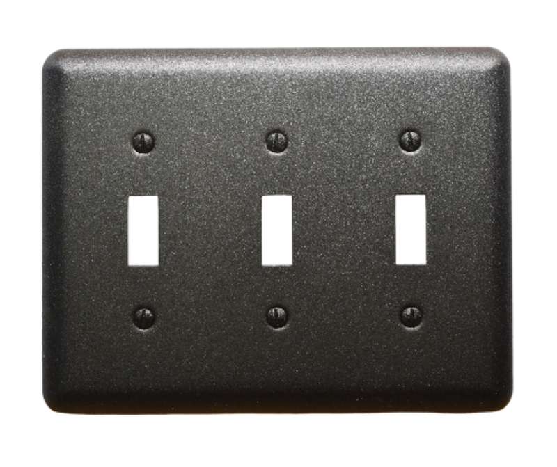 Steel 3 Toggle Switch Wall Plate, Custom Powder Coated