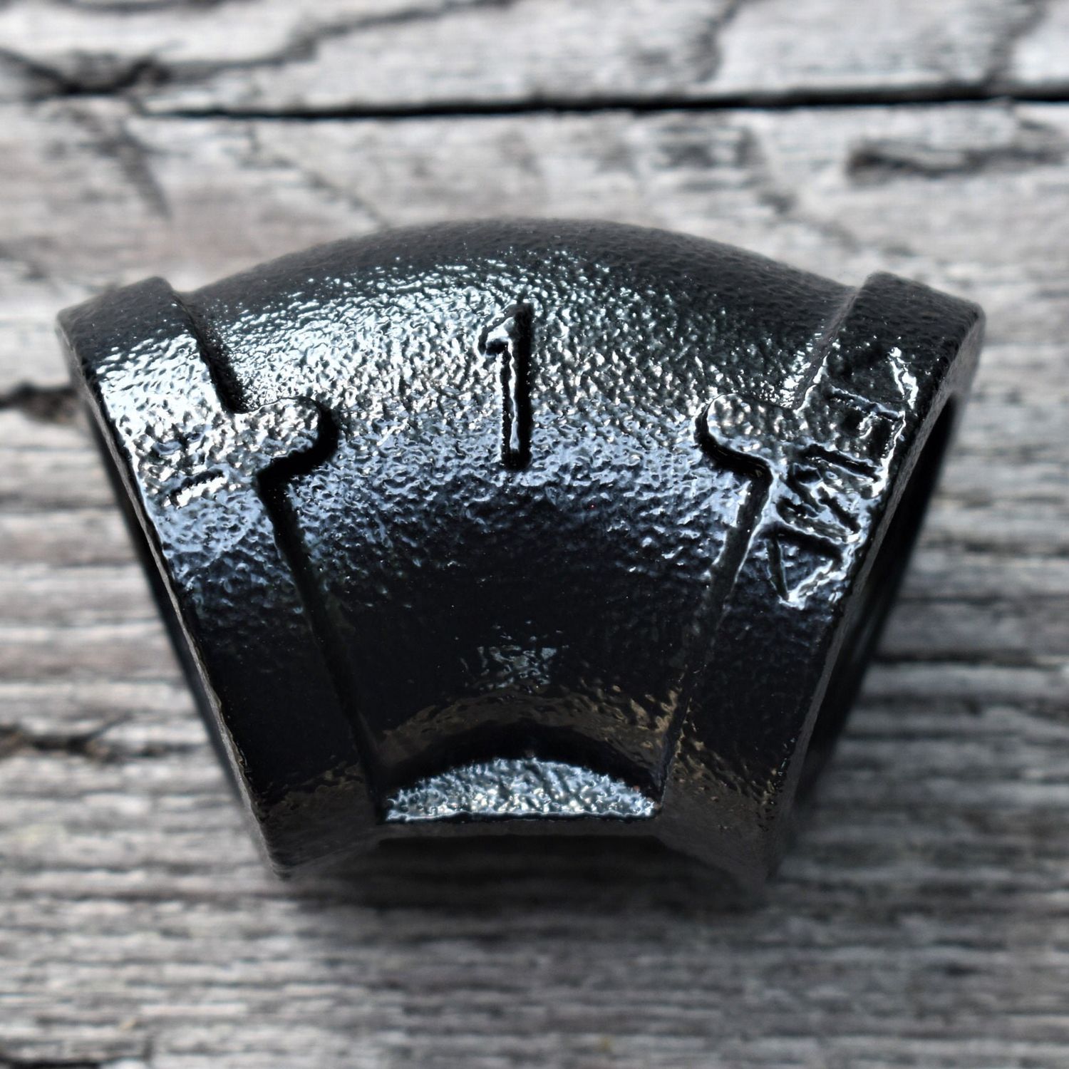 Pipe Elbow 45 Degree, 1 Inch, Pipe Fitting, Black Malleable Iron, Plumbing, Home Projects, Shelving, Table, Desk, Custom, Powder Coated