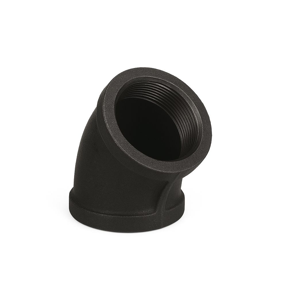 Pipe Elbow 45 Degree, 1 1/2 Inch, Pipe Fitting, Black Malleable Iron, Custom Powder Coated