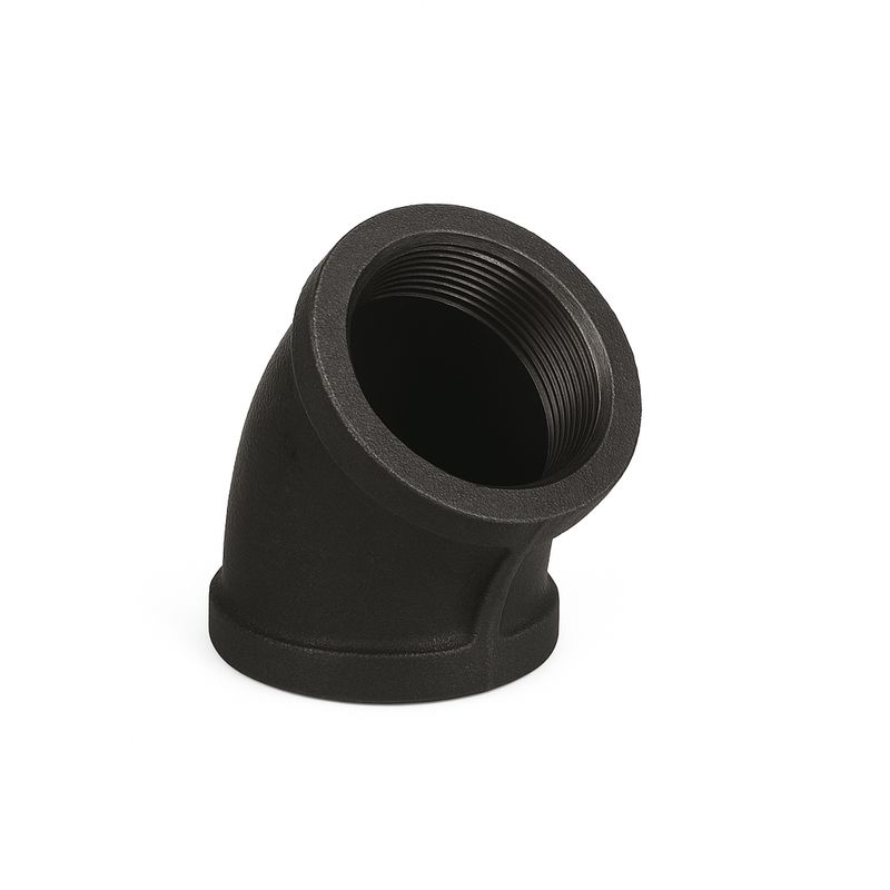 Pipe Elbow 45 Degree, 1 1/2 Inch, Pipe Fitting, Black Malleable Iron, Custom Powder Coated