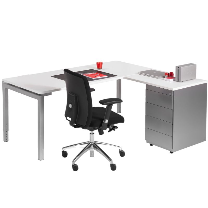 L-bureau met ladenblok 4Q 180x160cm