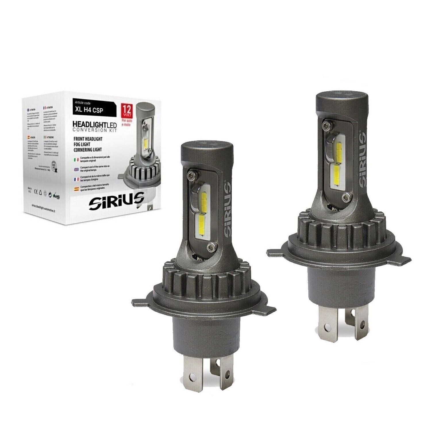 KIT COPPIA LAMPADINE SIRIUS H4 LED 6000K - FARI / PROIETTORI AUTO E MOTO