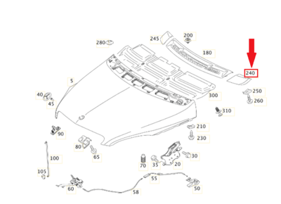 |ORIGINALE| TAPPO LATERALE SX GRIGLIA COFANO SOTTO PARABREZZA MERCEDES CLASSE B W245 2007 - A1698300375
