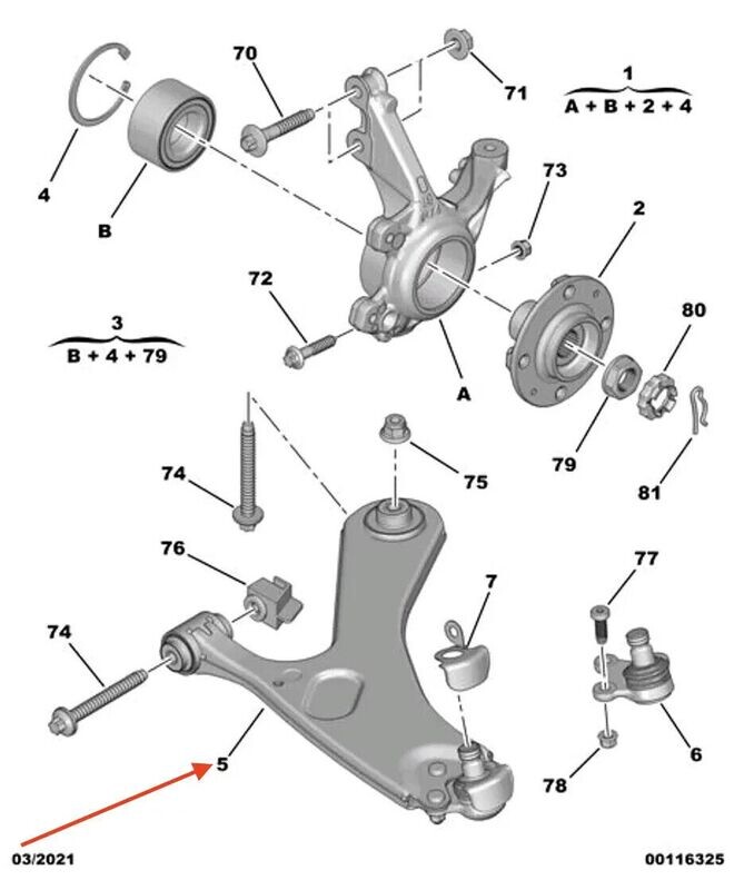 ORIGINALE BRACCIO OSCILLANTE SOSPENSIONE ANT. SX OPEL MOKKA B 2022 - 9831682580