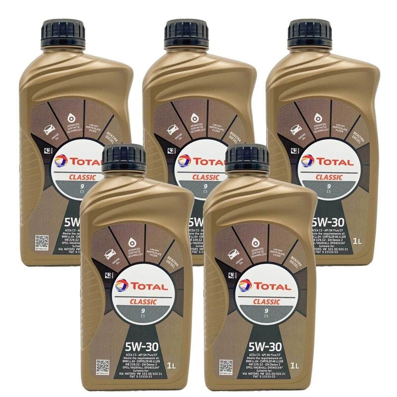 5 LT / LITRI OLIO MOTORE AUTO 5W30 TOTAL CLASSIC 9 C3 - BENZINA / DIESEL