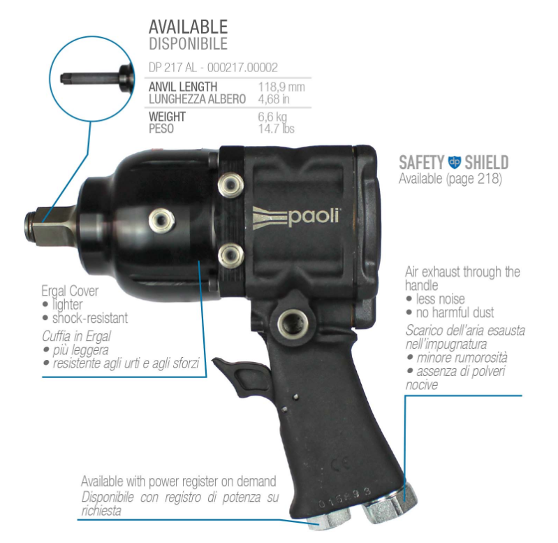 DINO PAOLI - PISTOLA AVVITATORE PNEUMATICO AD IMPULSI 3/4" - DP217